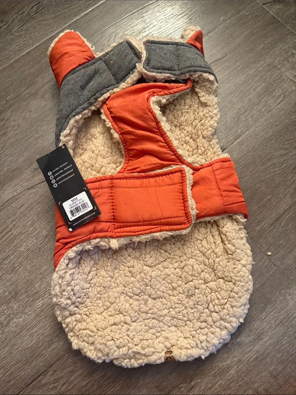 Dog Orange Puffer Coat with Sherpa Lining
